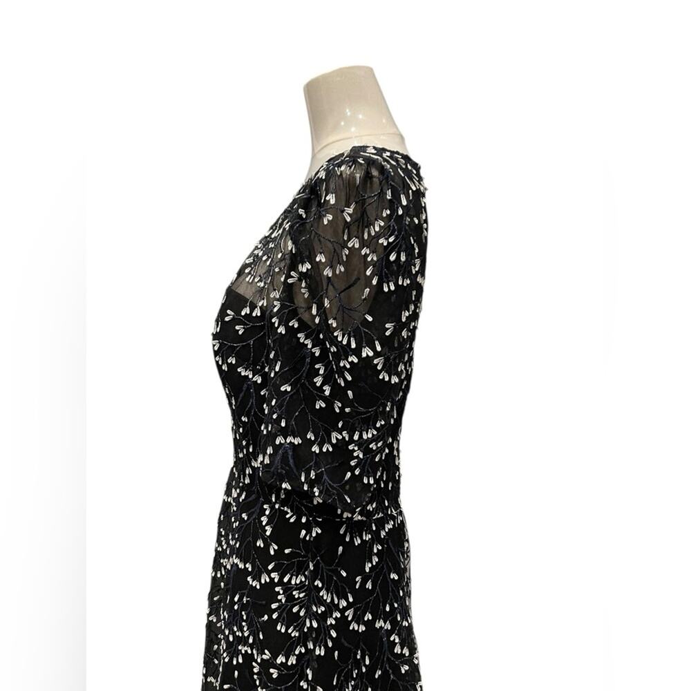 Teri Jon Black and White Floral Midi Dress Size:10 - Picture 4 of 11